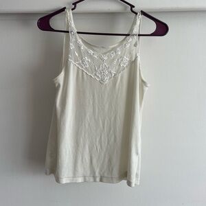Elegant White Lace Trim Women's Top